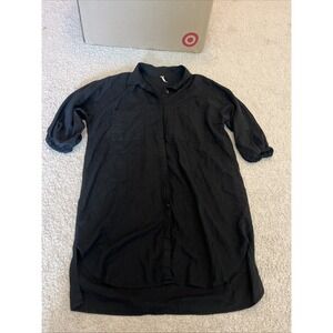 YFB Young Fabulous & Broke Women's M Black Tunic Shirtdress Linen Blend